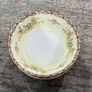 Vintage Floral Patterned Ceramic Bowls and Plates